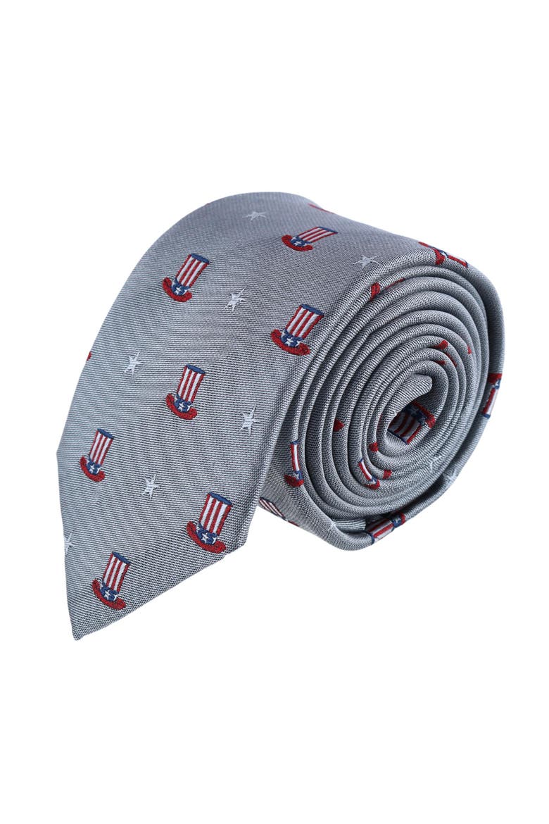 Uncle Sam Pride Silk Novelty Necktie, Main, color, Silver