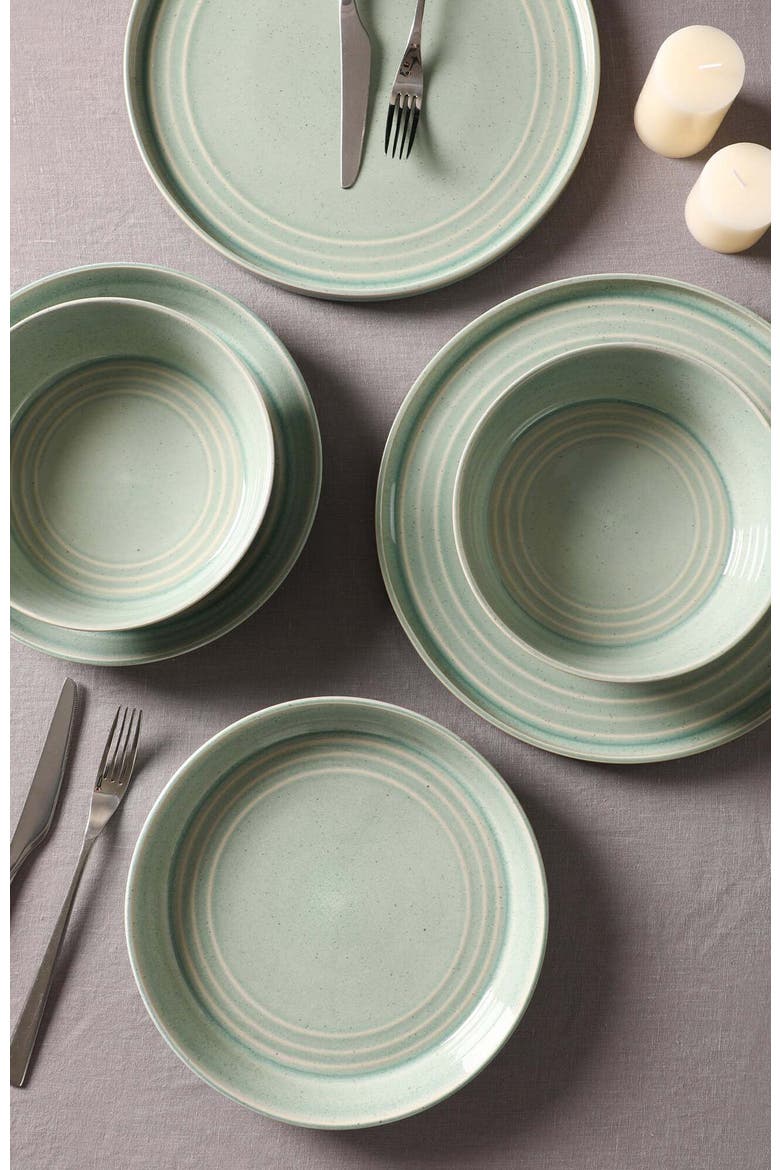 Claire Stoneware 12-Piece Dinnerware Set, Alternate, color, Green