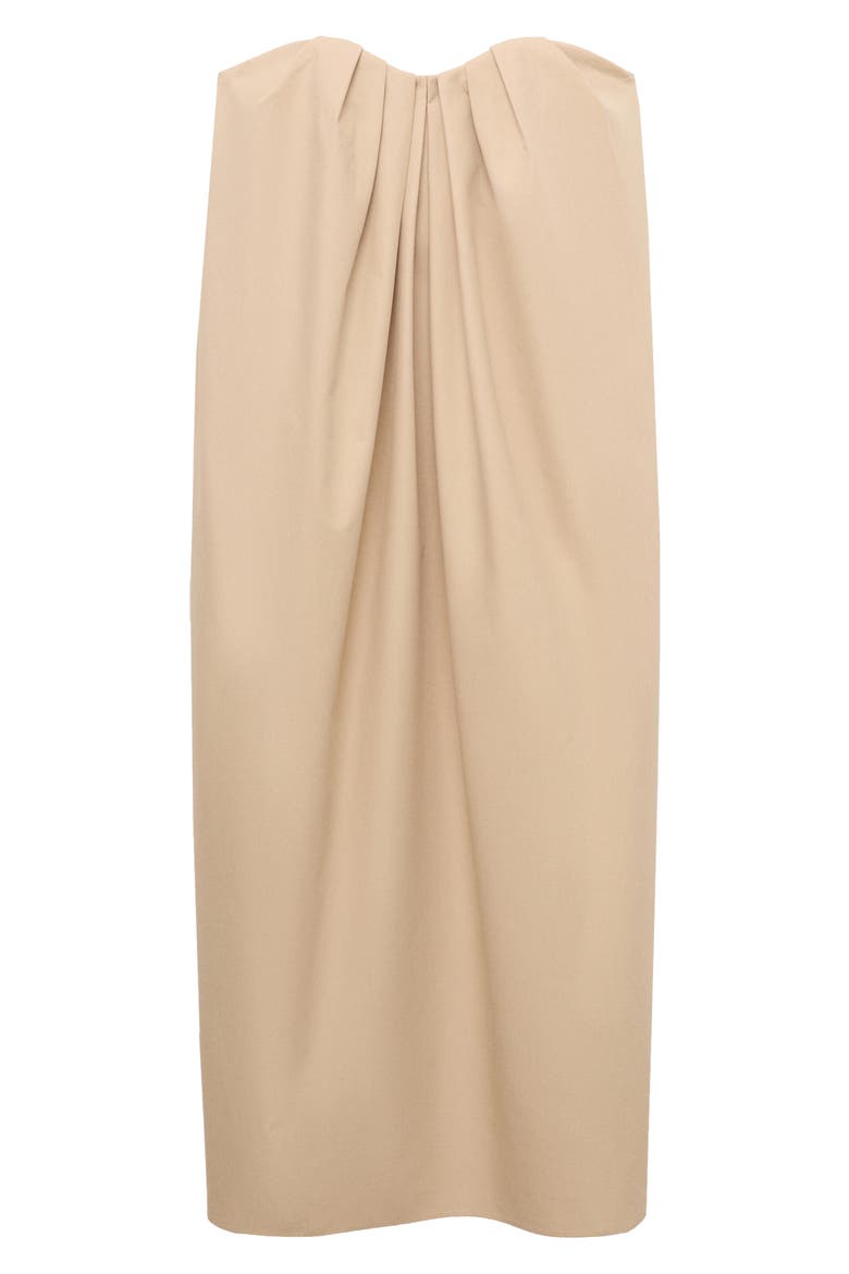 Strapless Pleat Front Dress, Alternate, color, MEDIUM BROWN