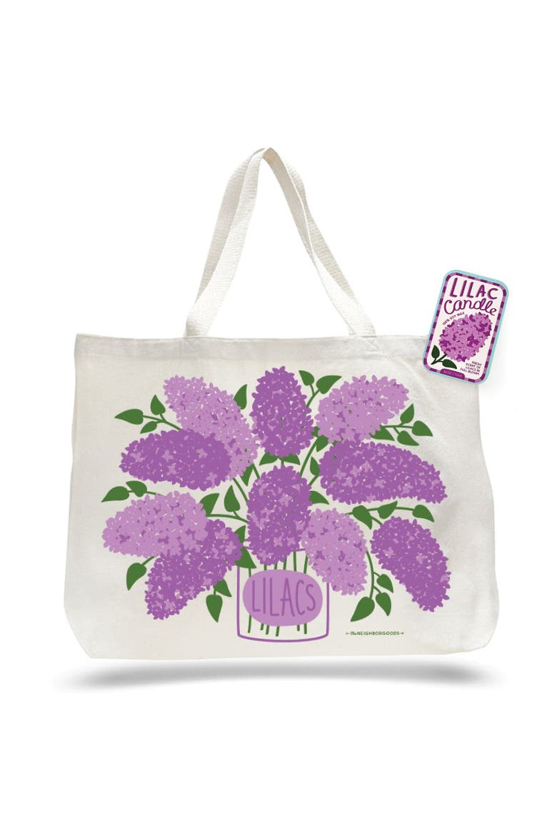 Lilac Candle & Tote Gift Set, Main, color, Purple