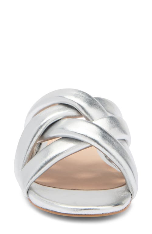 Stuart Weitzman Crossover Leather Slide In Silver
