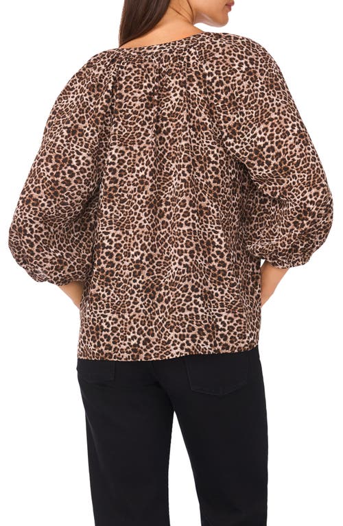 Vince Camuto V-neck Puff Sleeve Blouse In Brown
