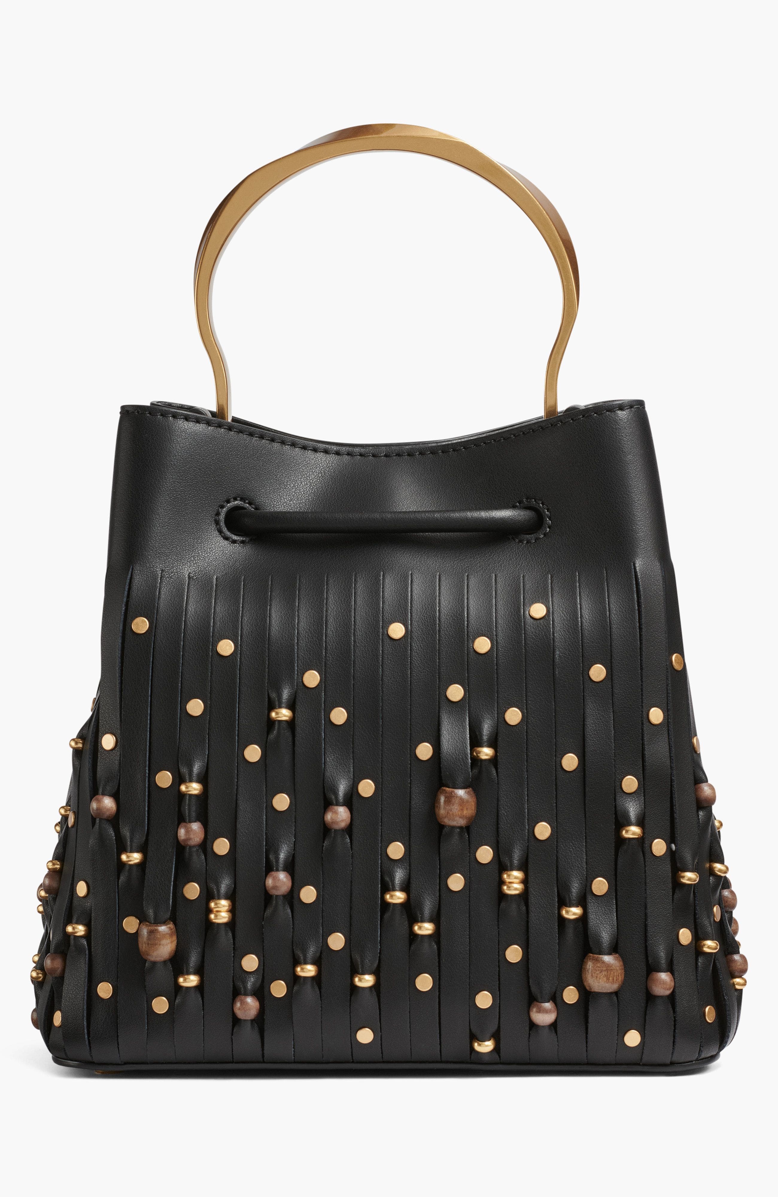 Donna Karan New York Lawrence Beaded Lasercut Bucket, Alternate, color, 