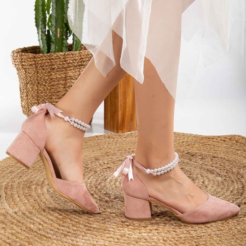 Forever & Always Shoes Women's Rose Gold Miranda - Dusty Pink Shoes With Pearls In Dusty Pink