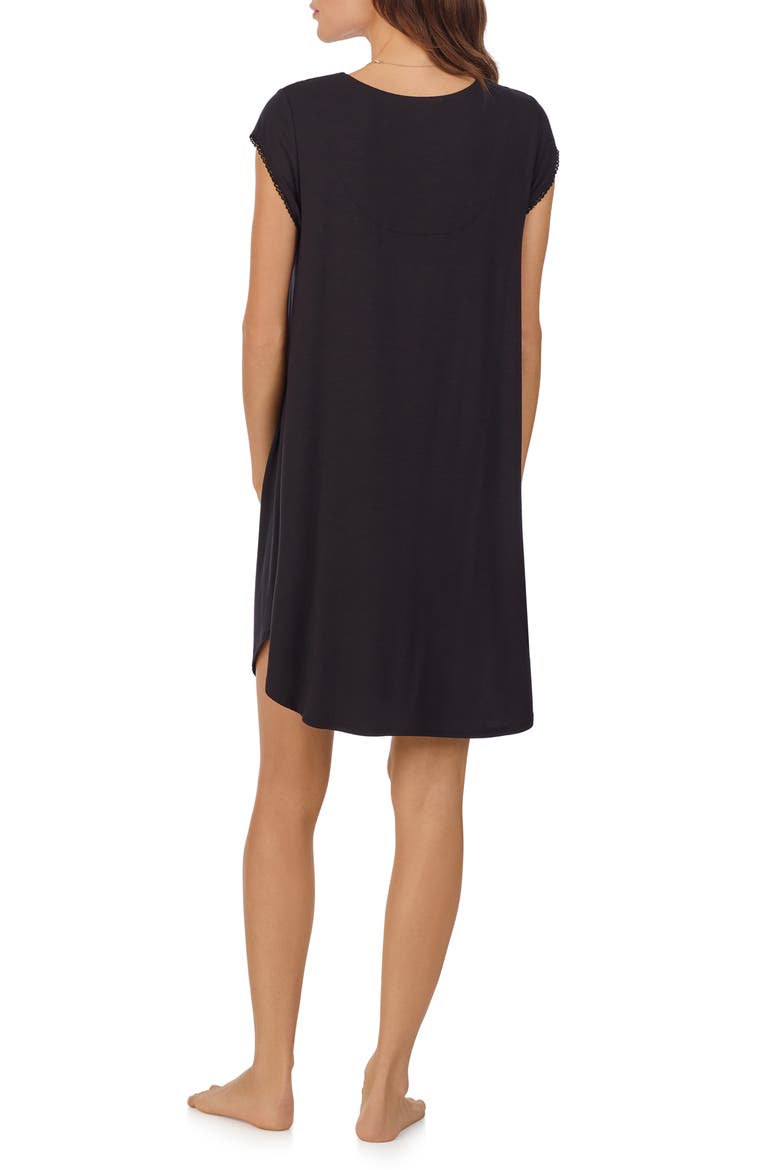 Lace Trim Sleep Shirt, Alternate, color, BLACK