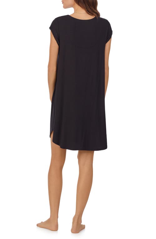 Eileen West Ruffle Lace Trim Jersey Nightgown In Black