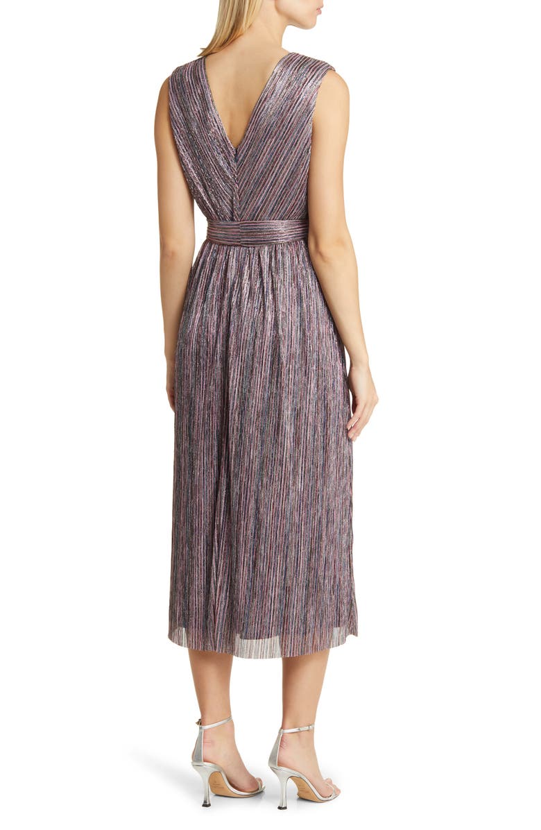 Anne Klein Plissé Tie Belt Midi Dress, Alternate, color, 