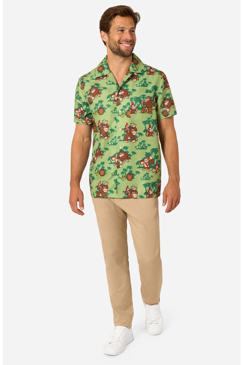 Donkey Kong™ Camp Shirt, Alternate, color, GREEN MULTI