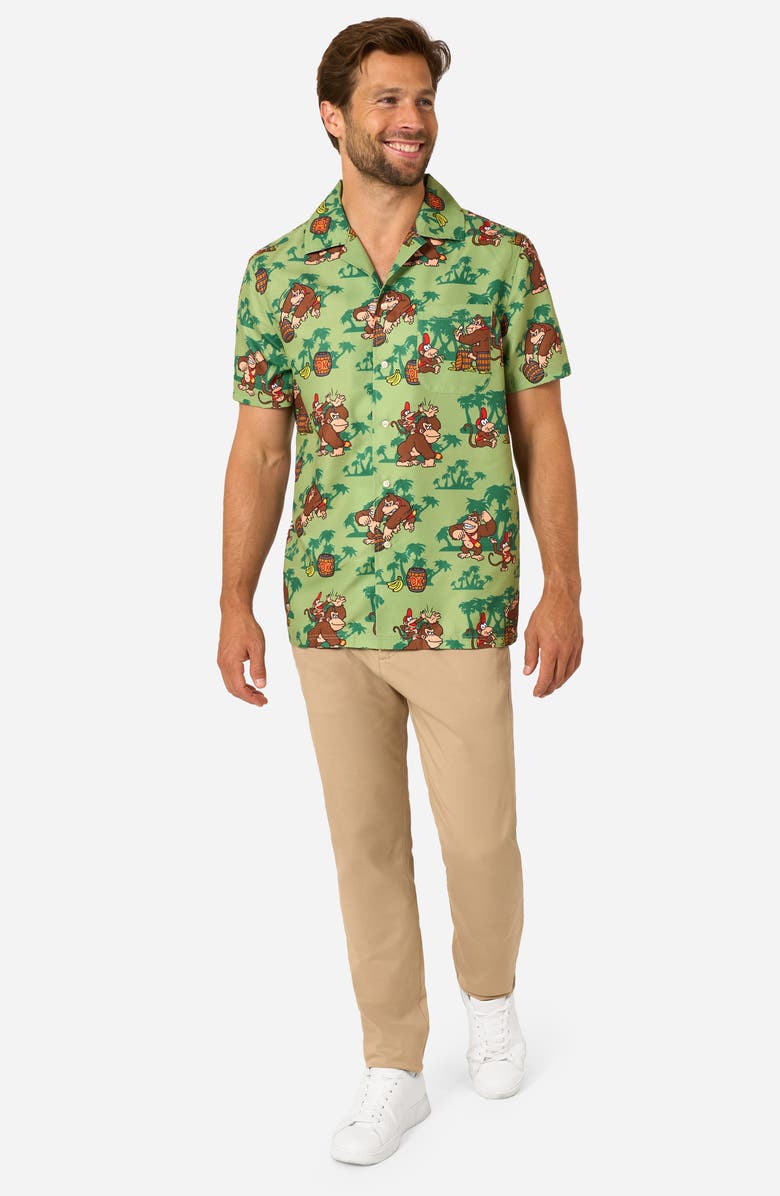 OppoSuits Donkey Kong<sup>™</sup> Camp Shirt, Alternate, color, Green Multi