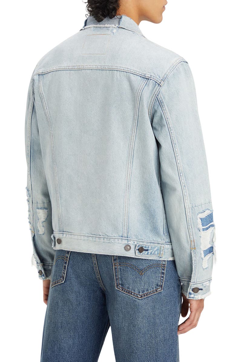 Levi's<sup>®</sup> Distressed Cotton Denim Trucker Jacket, Alternate, color, 