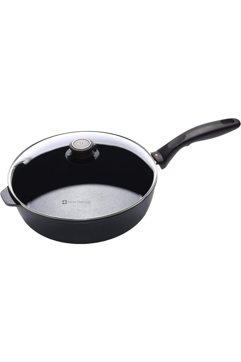 HD Nonstick 3.8 qt Saute Pan with Glass Lid, Induction, Main, color, Black
