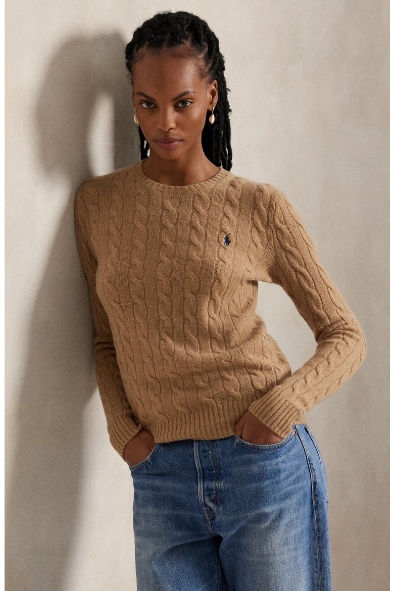 Cable Knit Wool & Cashmere Sweater, Alternate, color, COLLECTION CAMEL MELANGE