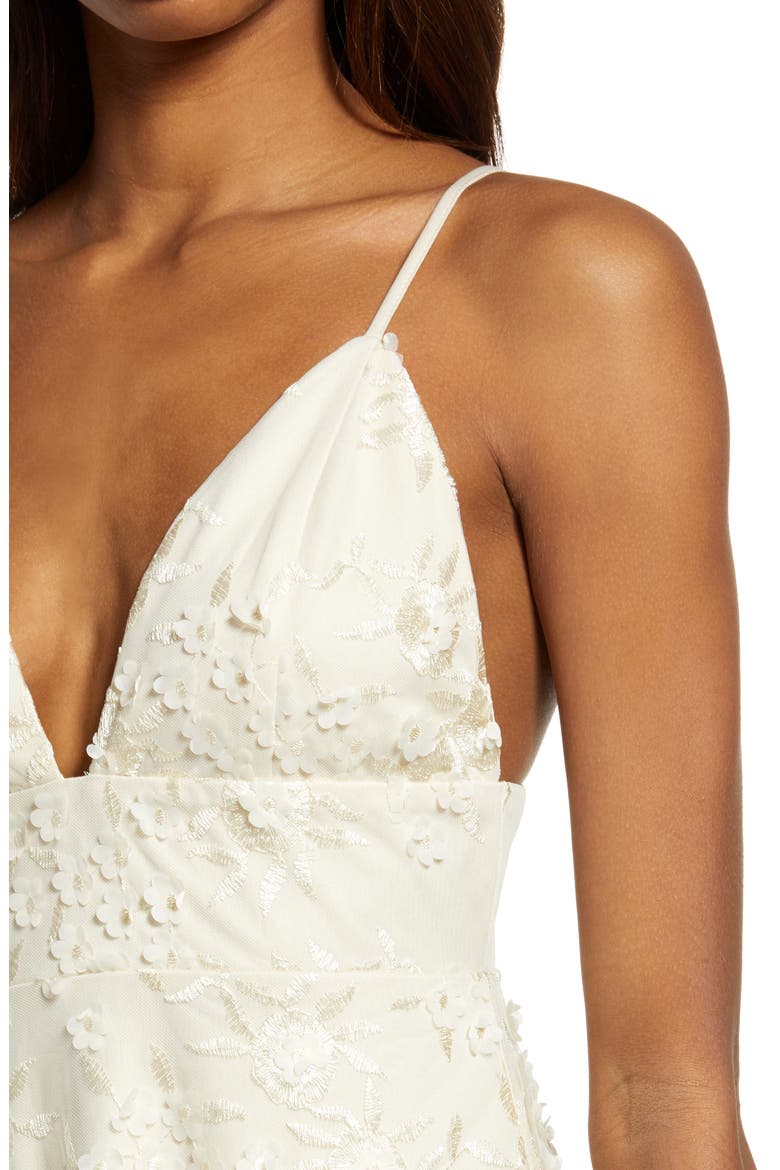 Flourishing Embroidered Lace Fit & Flare Dress, Alternate, color, CREAM