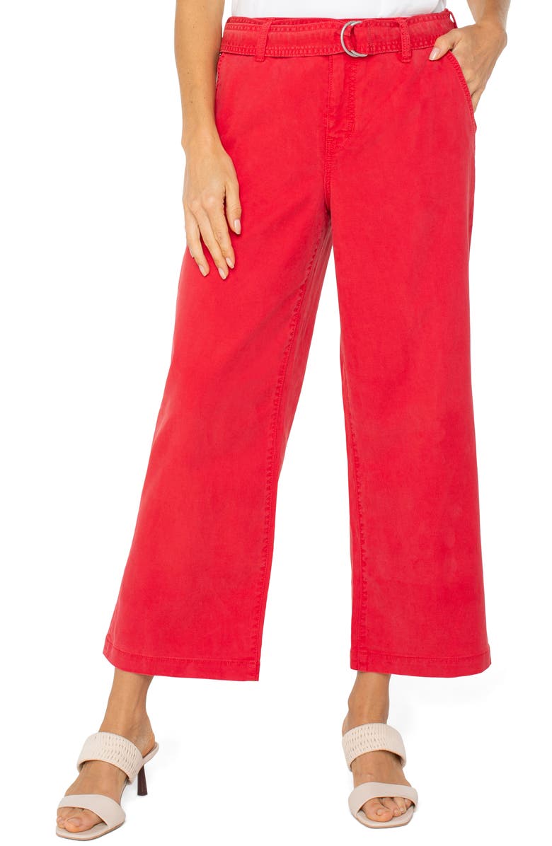 Liverpool Los Angeles Stride Belted High Waist Crop Wide Leg Twill Pants, Main, color, 