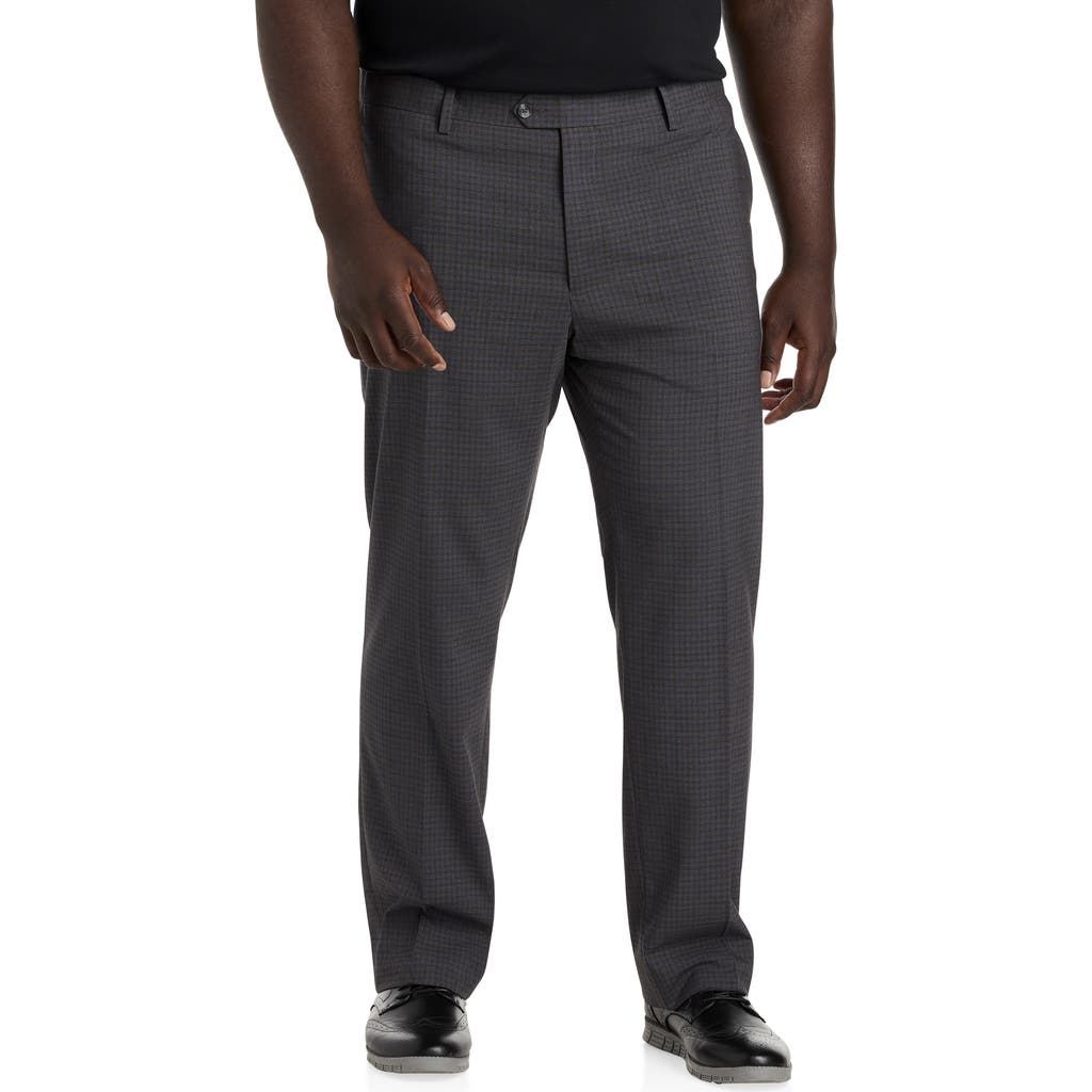 Oak Hill By Dxl Oak Hill Waist-relaxer Mini Plaid Dress Pants In Grey