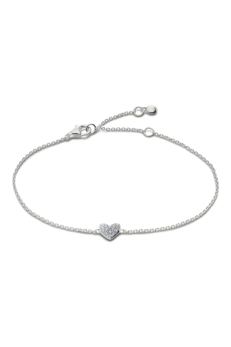 Lab-Created Diamond Heart Charm Bracelet, Main, color, SILVER