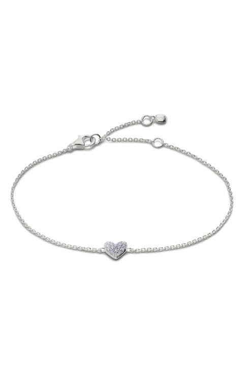 Lab-Created Diamond Heart Charm Bracelet