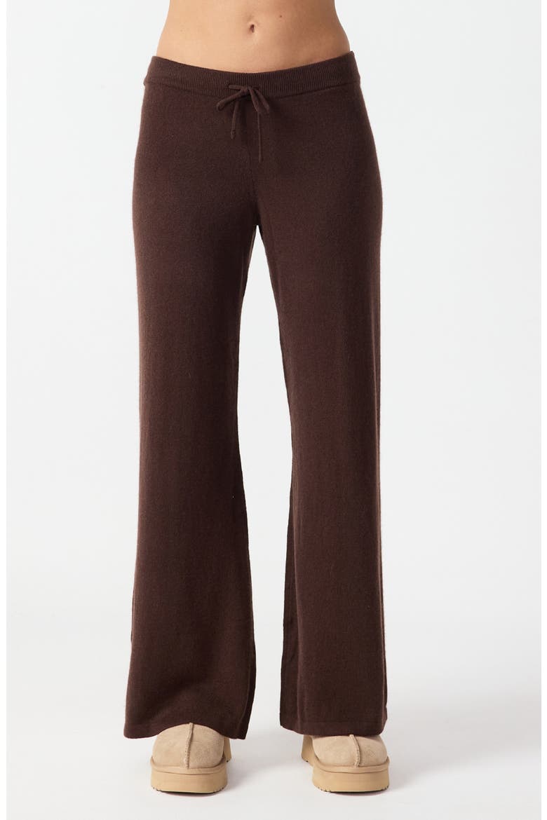 Amelie Cashmere Blend Knit Wide Leg Pants, Main, color, BROWN
