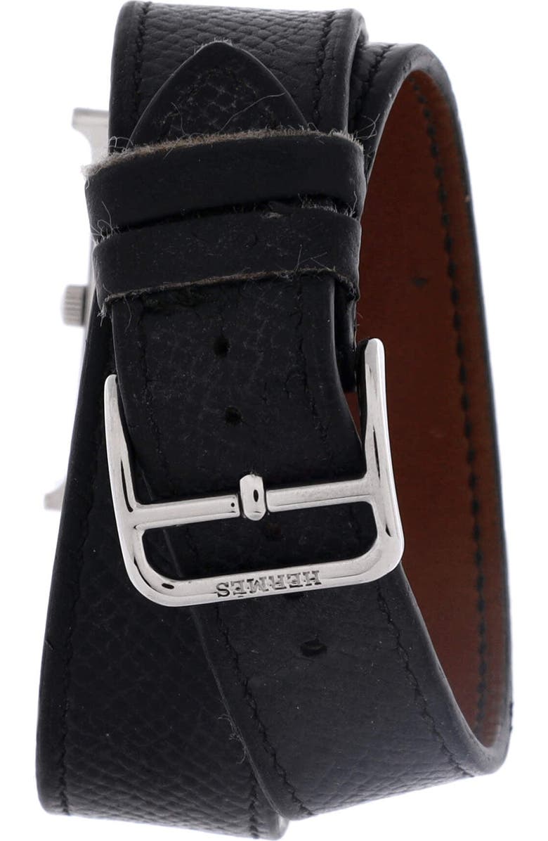 Pre-Owned Hermes Heure H Double Tour Quartz Watch Plated Metal and Leather 26, Alternate, color, Silver