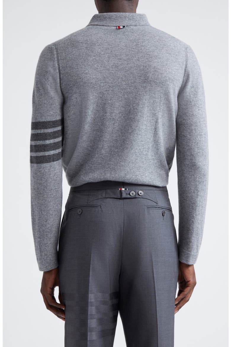 4-Bar Cashmere Polo Cardigan, Alternate, color, LIGHT GREY