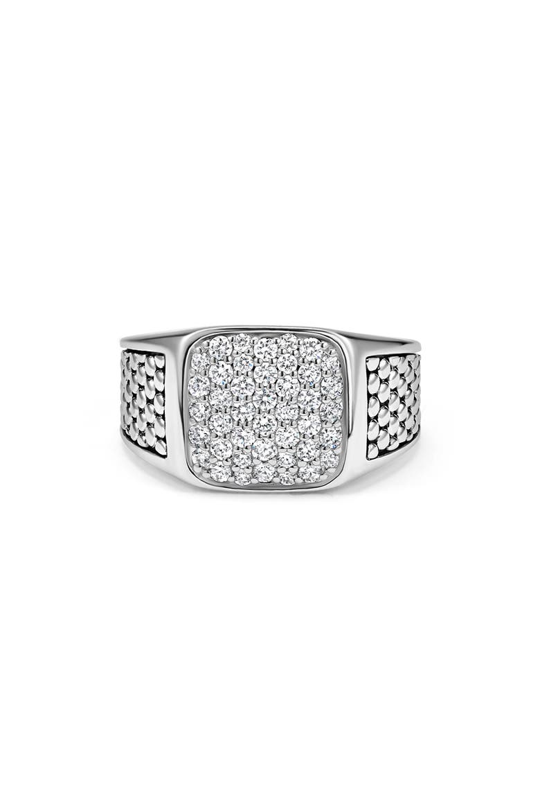 Anthem Pavé Diamond Signet Ring, Alternate, color, SILVER