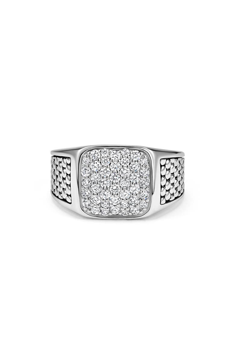 LAGOS Anthem Pavé Diamond Signet Ring, Alternate, color, Silver