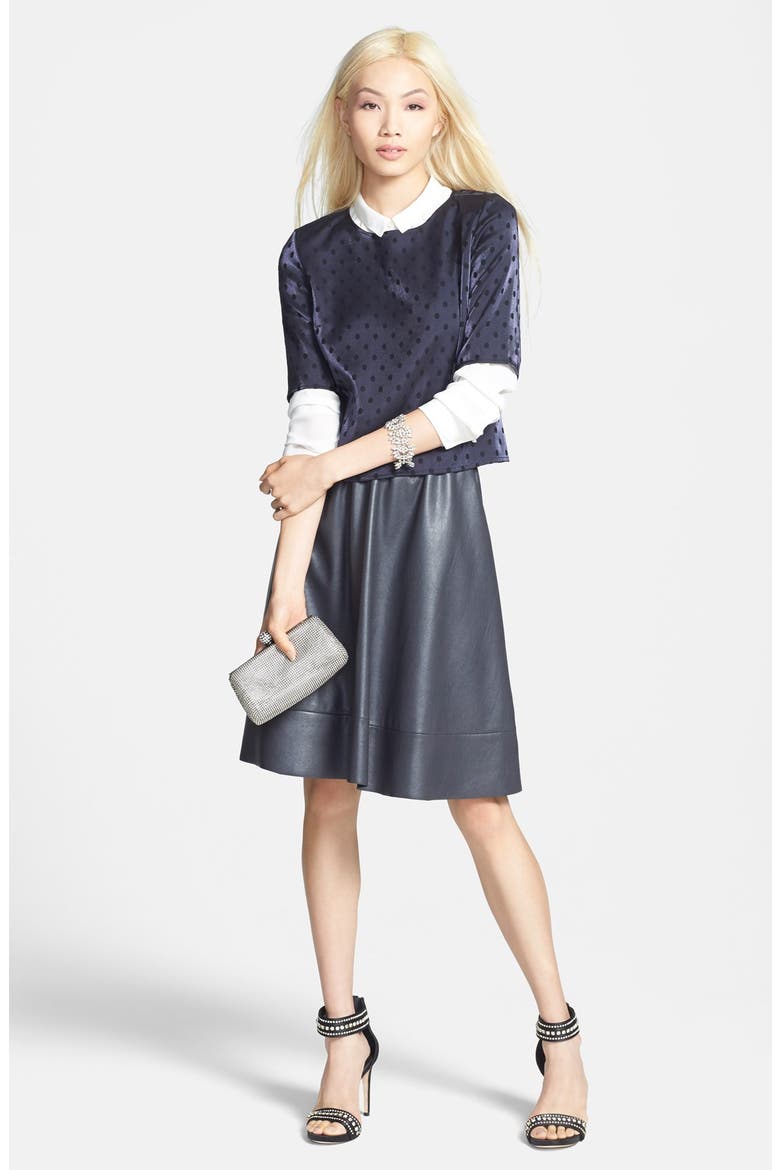 Polka Dot Woven Top, Alternate, color, NAVY- BLACK DOT