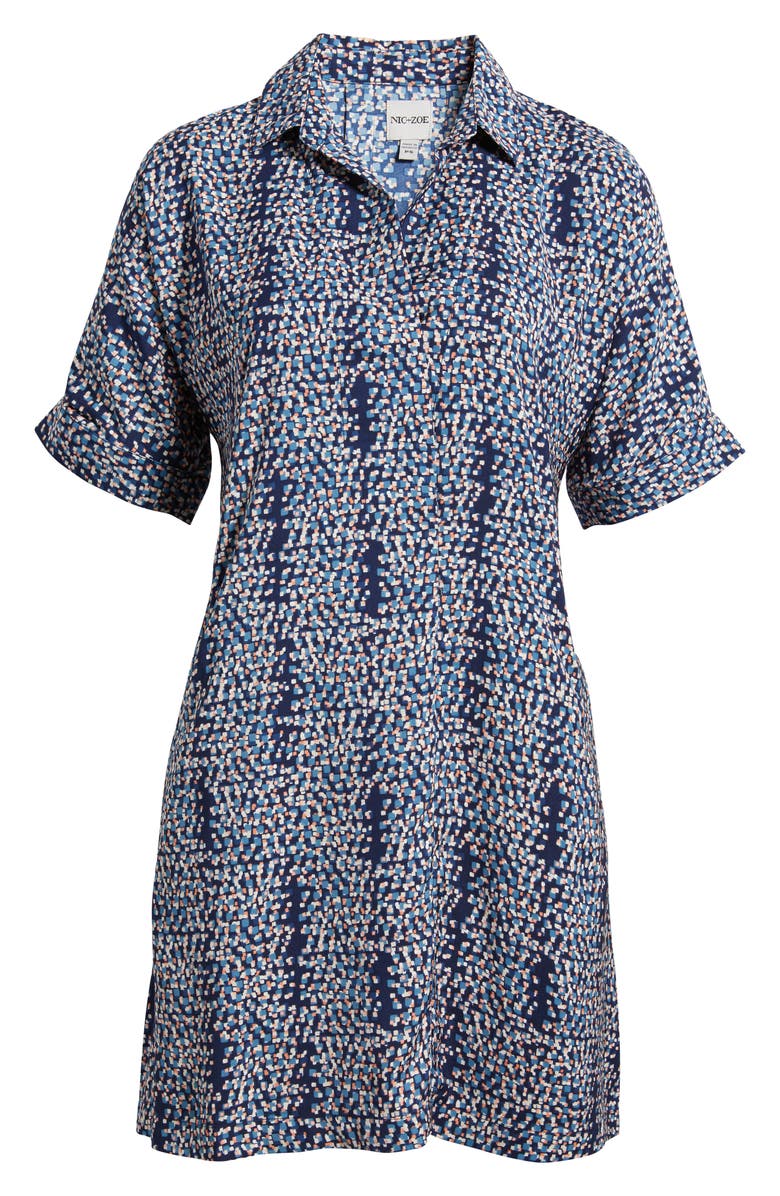 NIC+ZOE Devon Block Party Print Dress, Main, color, Indigo Multi