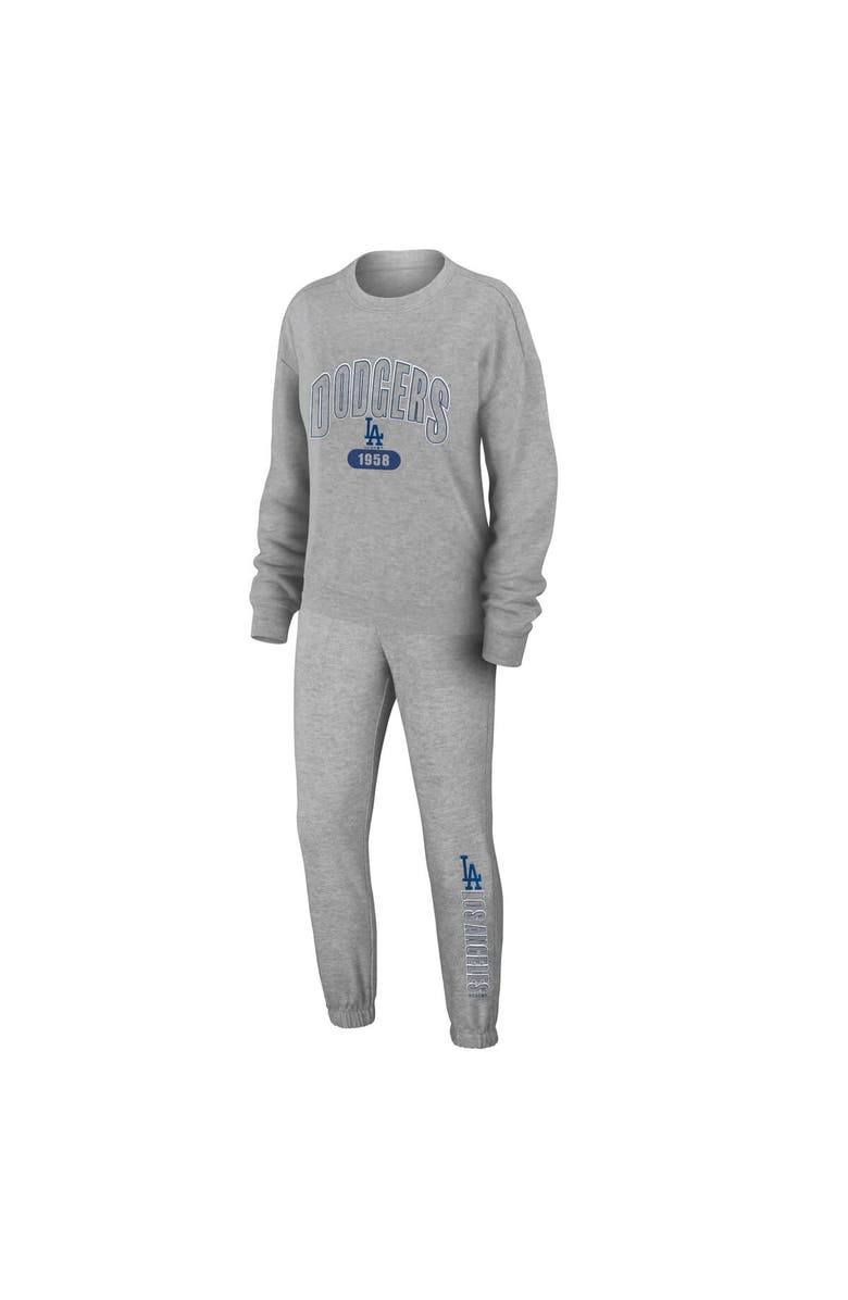 WEAR by Erin Andrews Women's WEAR by Erin Andrews Gray Los Angeles Dodgers Plus Size Knitted Lounge Set, Main, color,