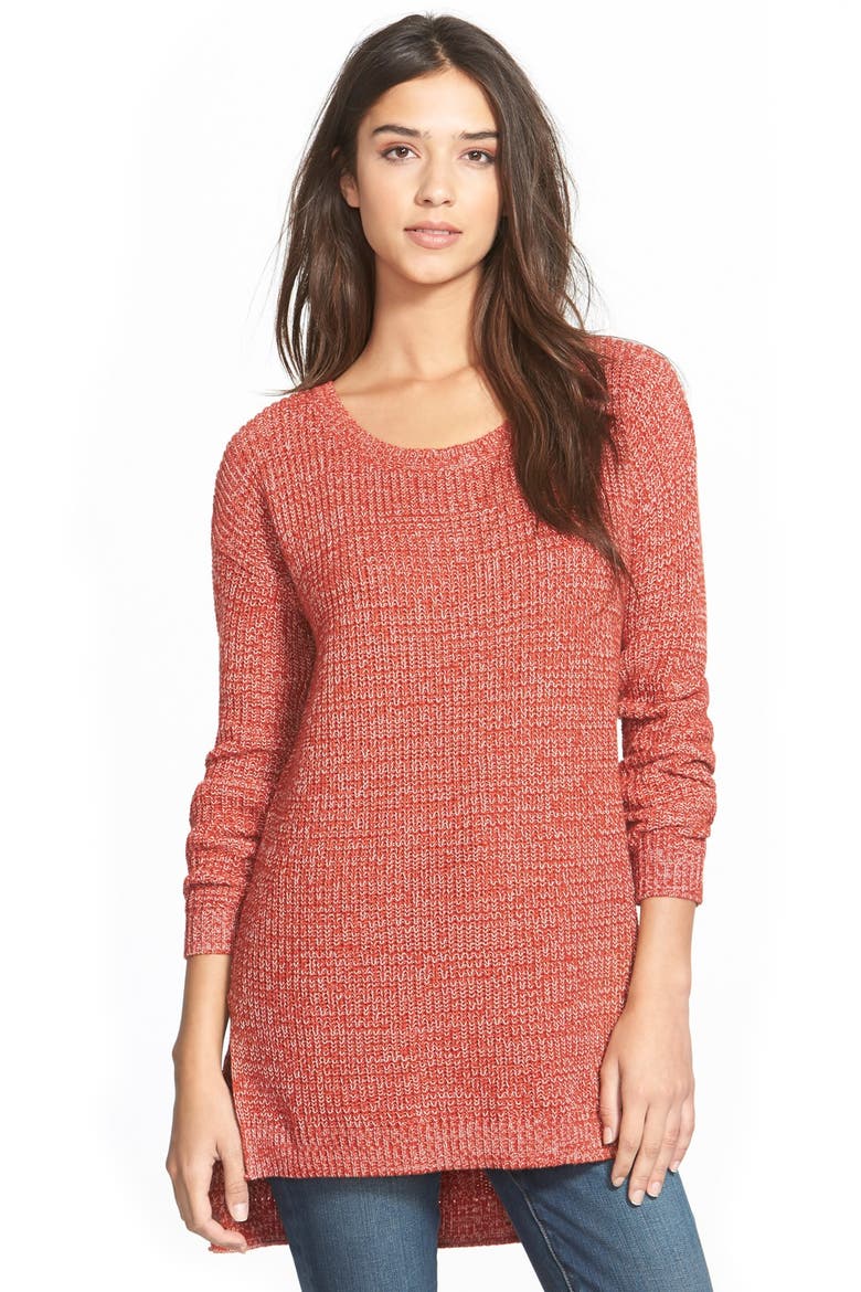 Textured Knit Pullover, Main, color, RED OCHRE AUTUMN MARL