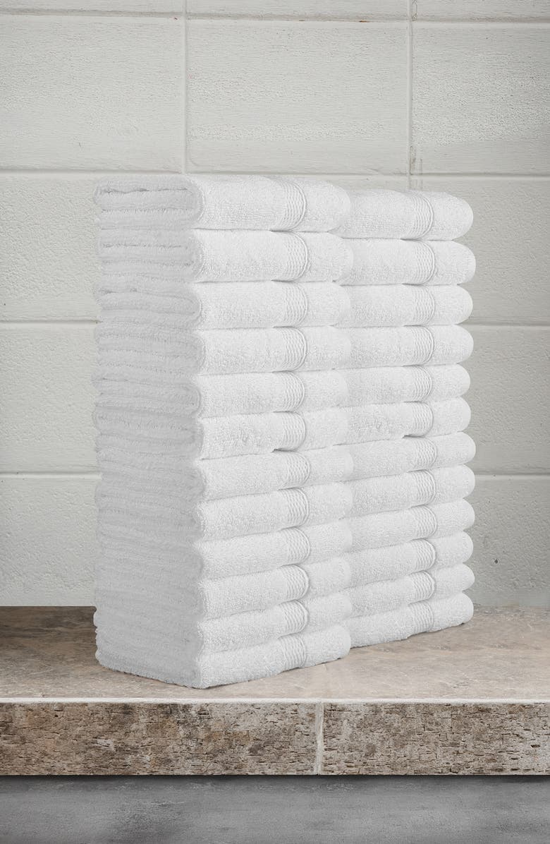 Linum Home Textiles 24-Pack Anovia Cotton Washcloths, Alternate, color, White