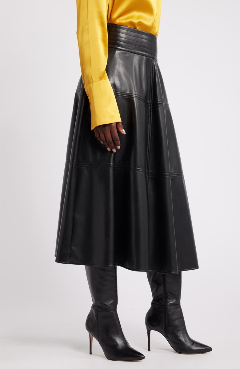 Nordstrom x Harlem's Fashion Row Megan Renee Faux Leather Tiered Skirt, Alternate, color, 