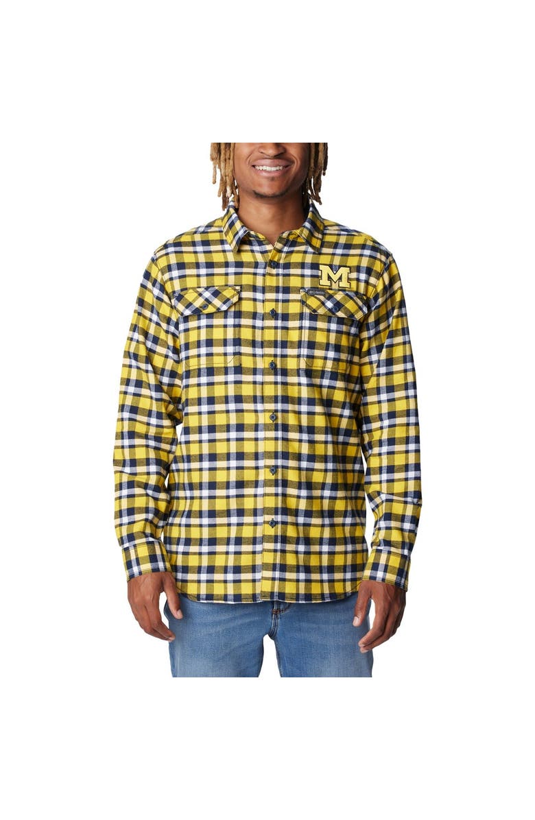 Columbia Maize Michigan Wolverines Flare Gun Flannel Long Sleeve Shirt, Alternate, color, Maize