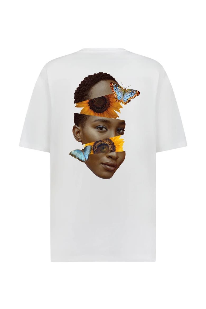 Sunflower - Butterfly  Graphic  T Shirt, Alternate, color, White