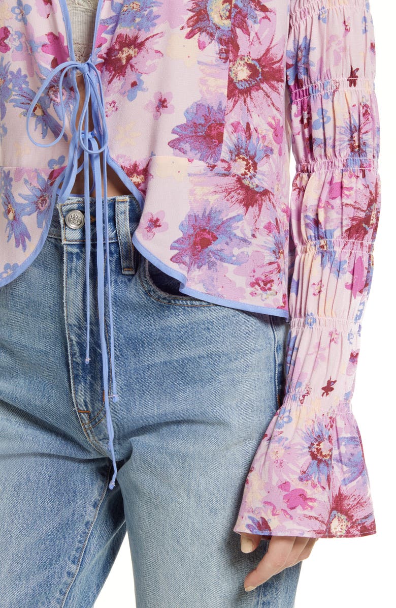 Free People Venice Floral Tie Front Top, Alternate, color,