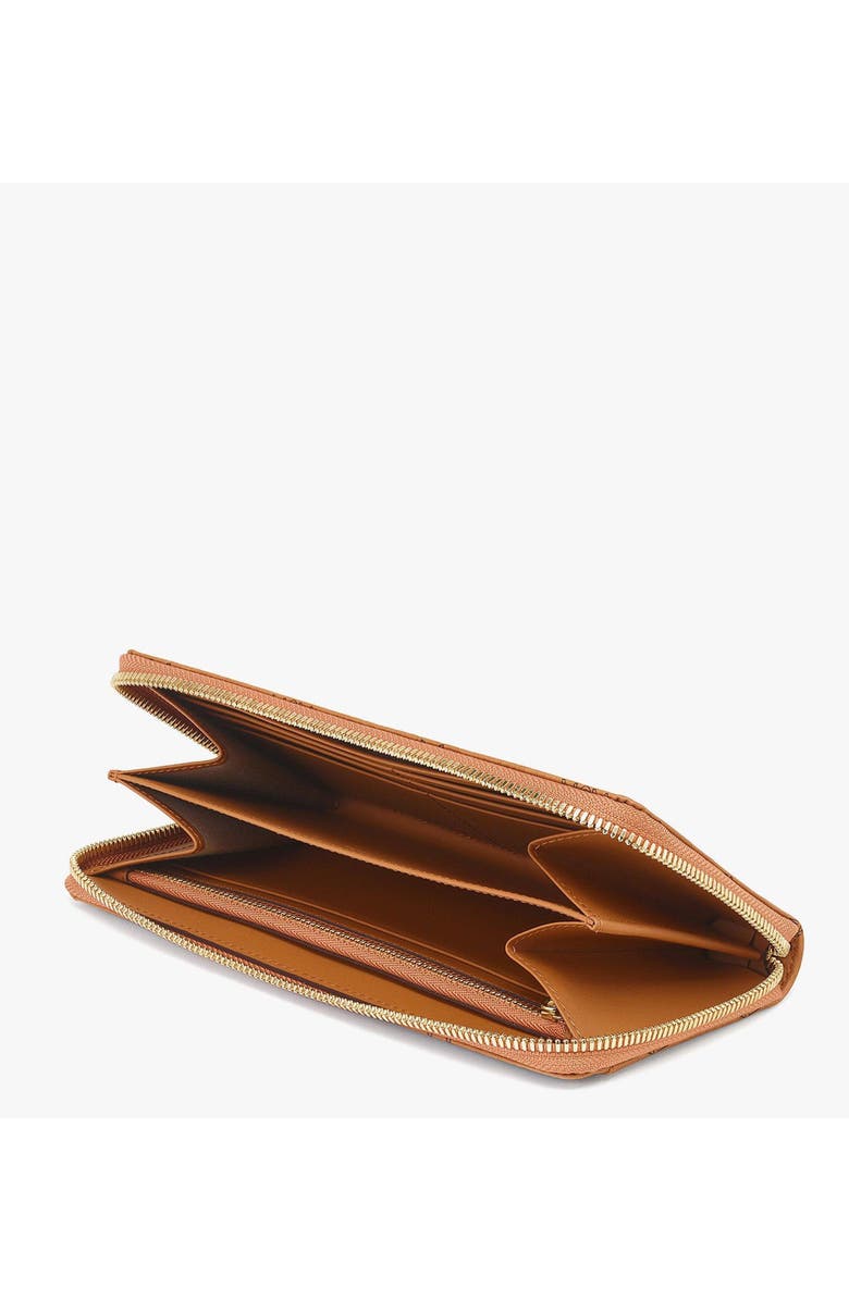 MCM Aren Zip Around Wallet in Visetos, Alternate, color, Cognac