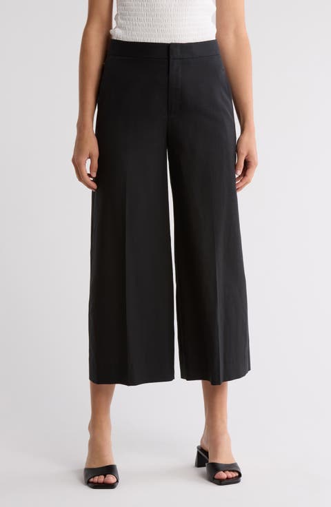 Crop Wide Leg Cotton Poplin Pants