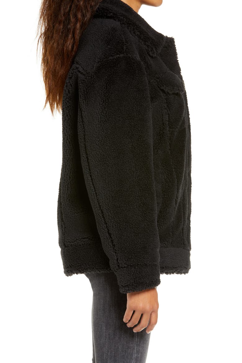 Fleece Trucker Jacket, Alternate, color, BLK