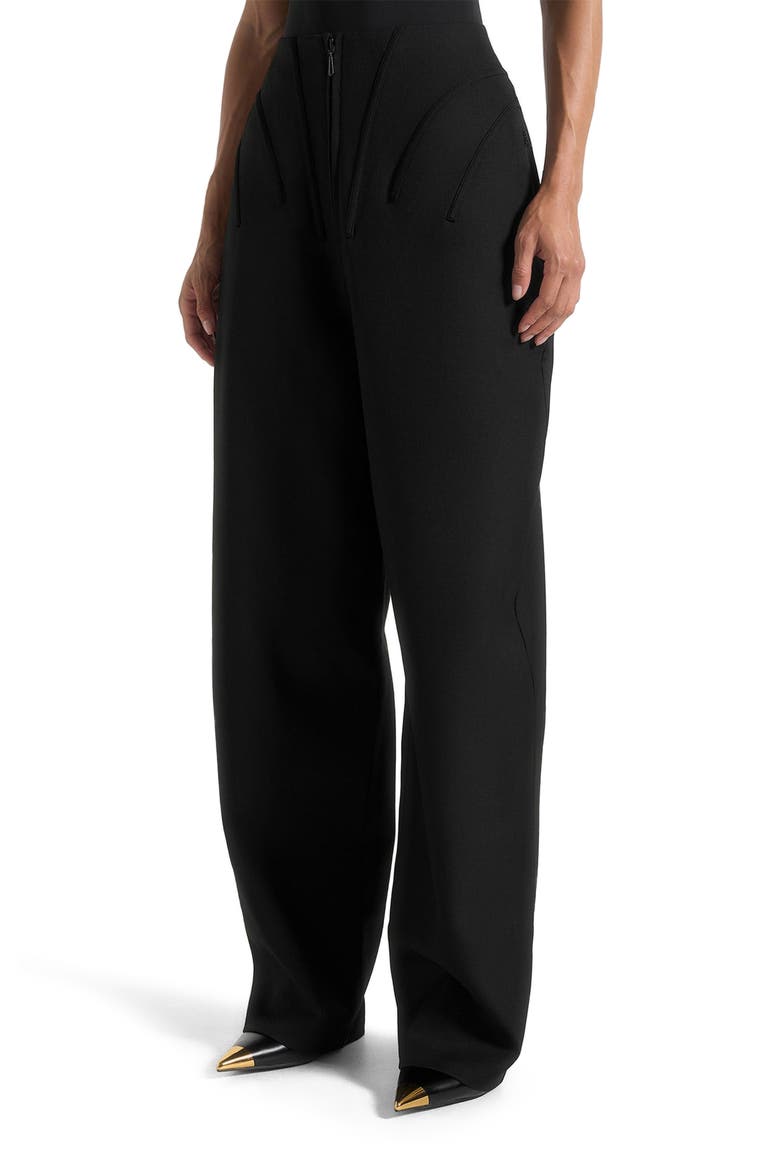Rena High Waisted Corset Sculptural Trousers, Alternate, color, Black