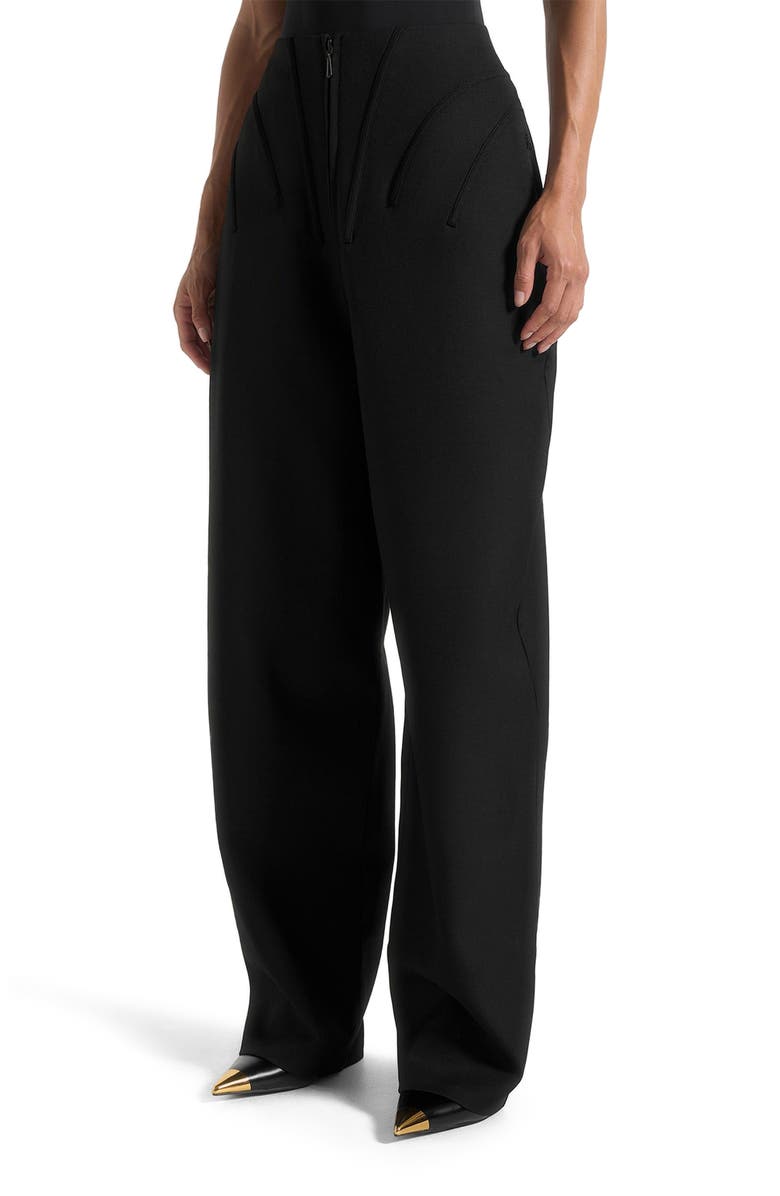 Manière De Voir Rena High Waisted Corset Sculptural Trousers, Alternate, color, Black
