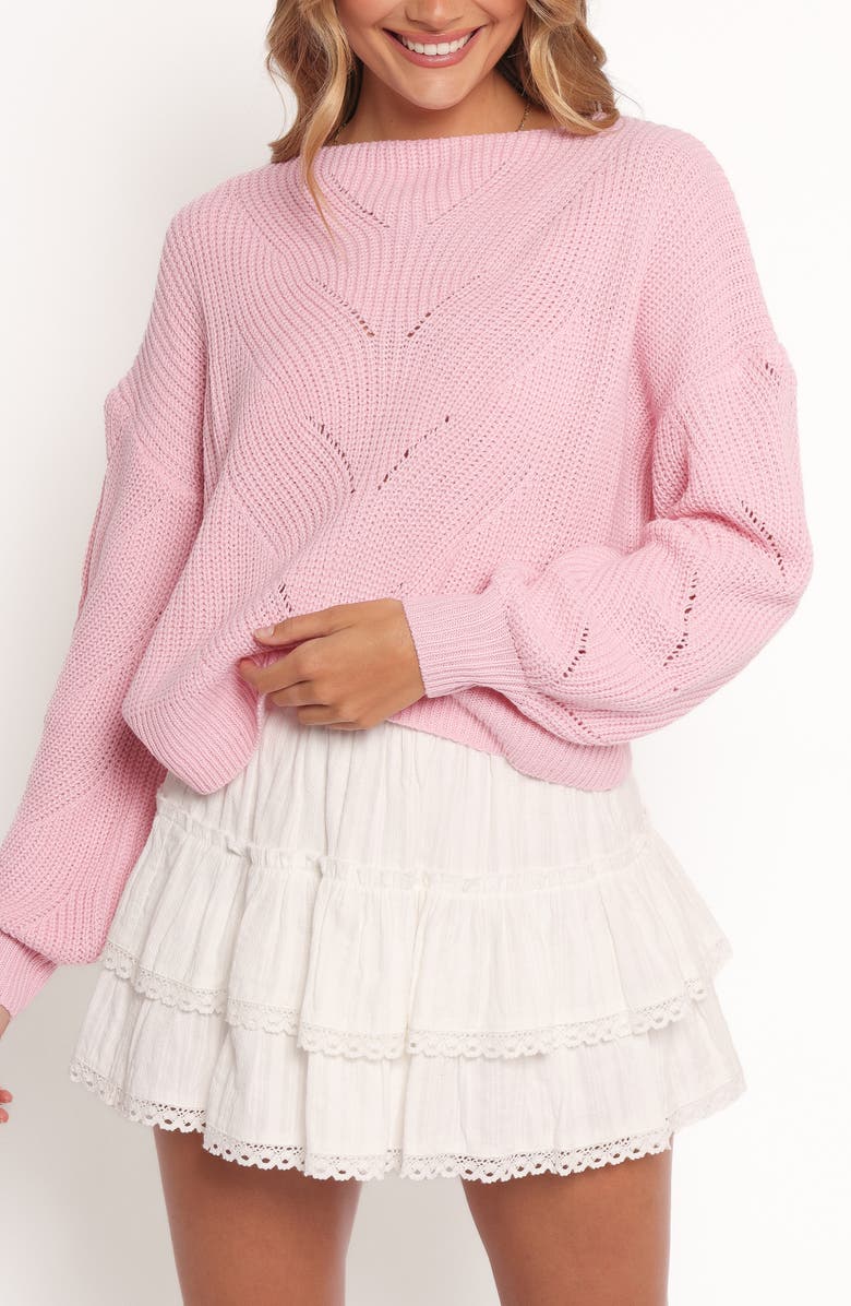 Petal & Pup Mora Pointelle Shaker Stitch Sweater, Alternate, color, Pale Pink