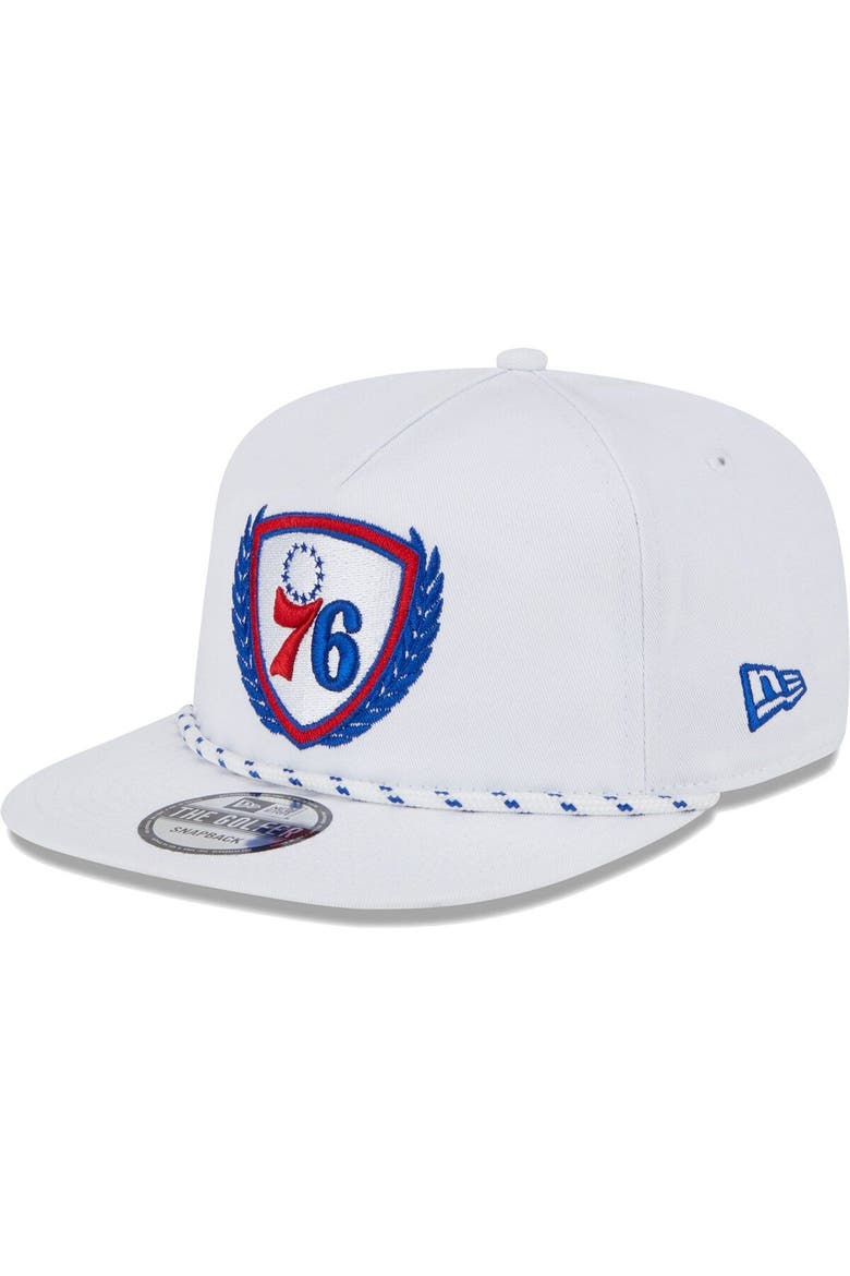 Men's New Era  White Philadelphia 76ers The Golfer Crest Snapback Hat, Main, color, White