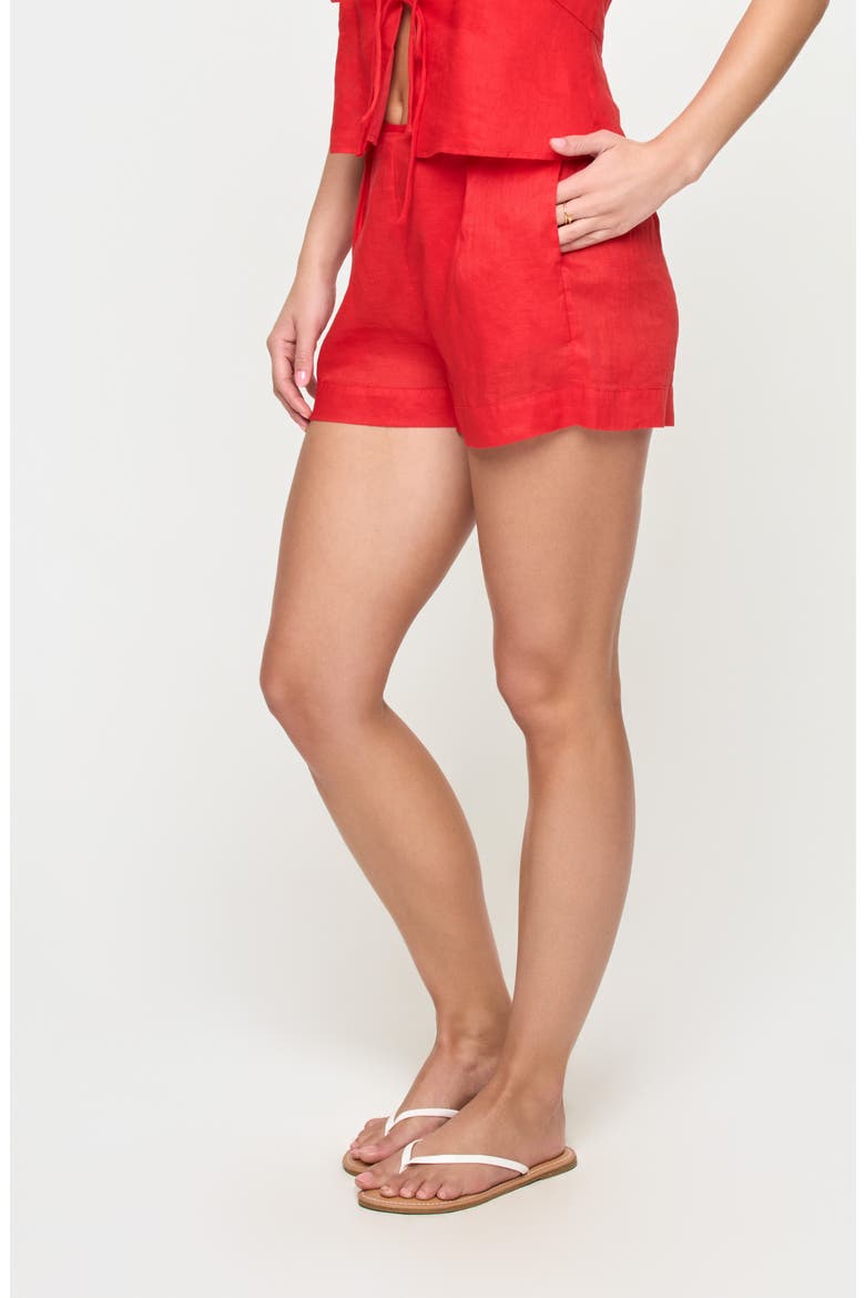 Lia Linen Cover-Up Shorts, Alternate, color, FLAME