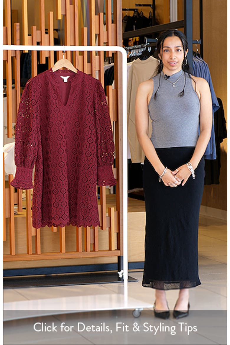 Ruffle Long Sleeve Lace Shift Dress video
