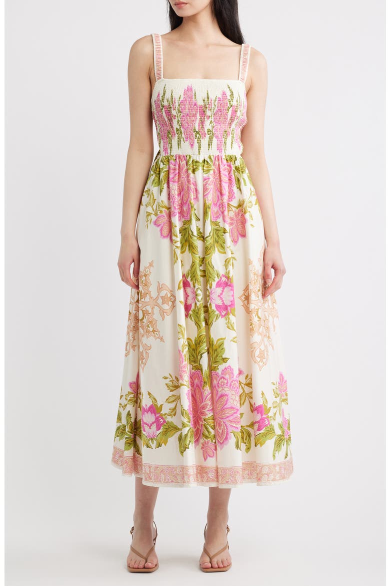 Floral Cotton Sundress, Main, color, IVORY