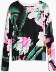 Desigual Floral Fine Gauge Crewneck Sweater