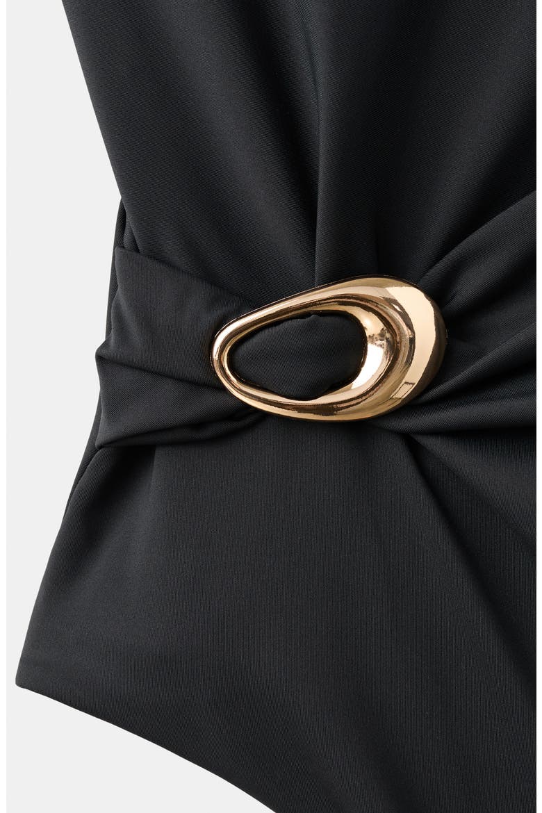 Asymmetric Open Back O-Ring One-Piece Swimsuit, Alternate, color, BLACK