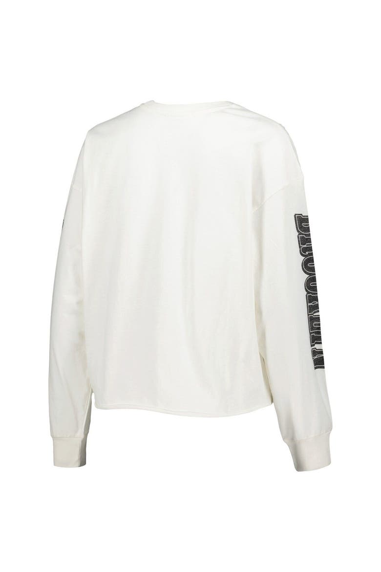Women's '47 Cream Brooklyn Nets Parkway Brush Back Long Sleeve Cropped T-Shirt, Alternate, color, Cream