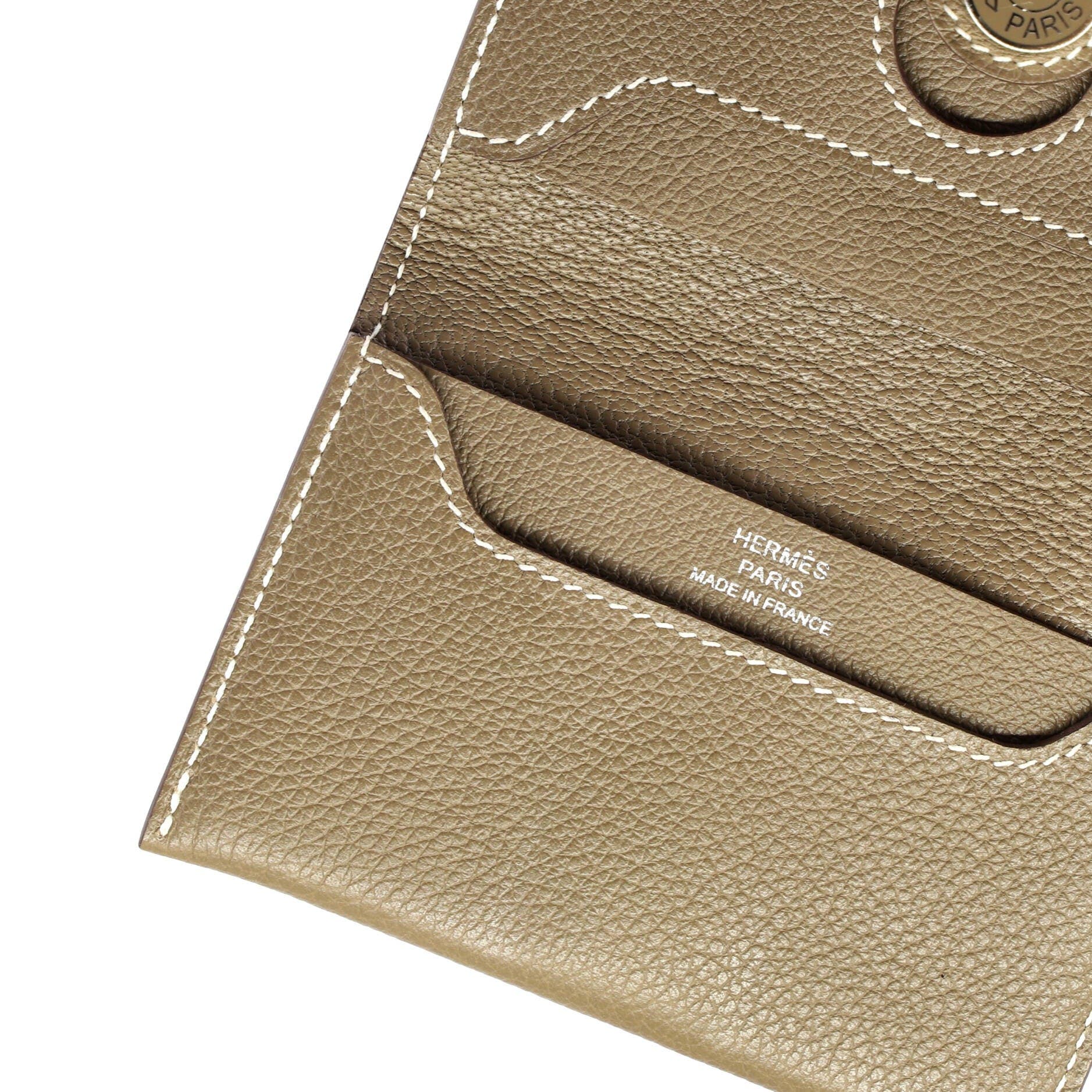 Pre-Owned Hermes R.M.S Card Holder Leather, Alternate, color, Etoupe