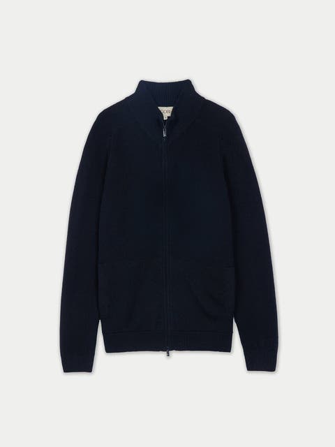 High Neck Full-Zip Cashmere Cardigan
